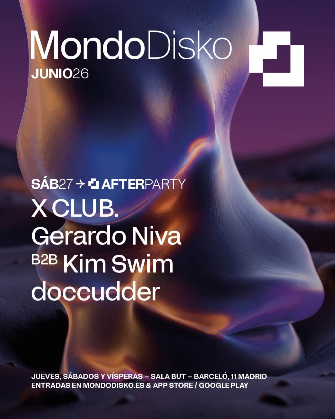 Cartel de AFTERPARTY: X CLUB. / Gerardo Niva B2B Kim Swim / doccudder