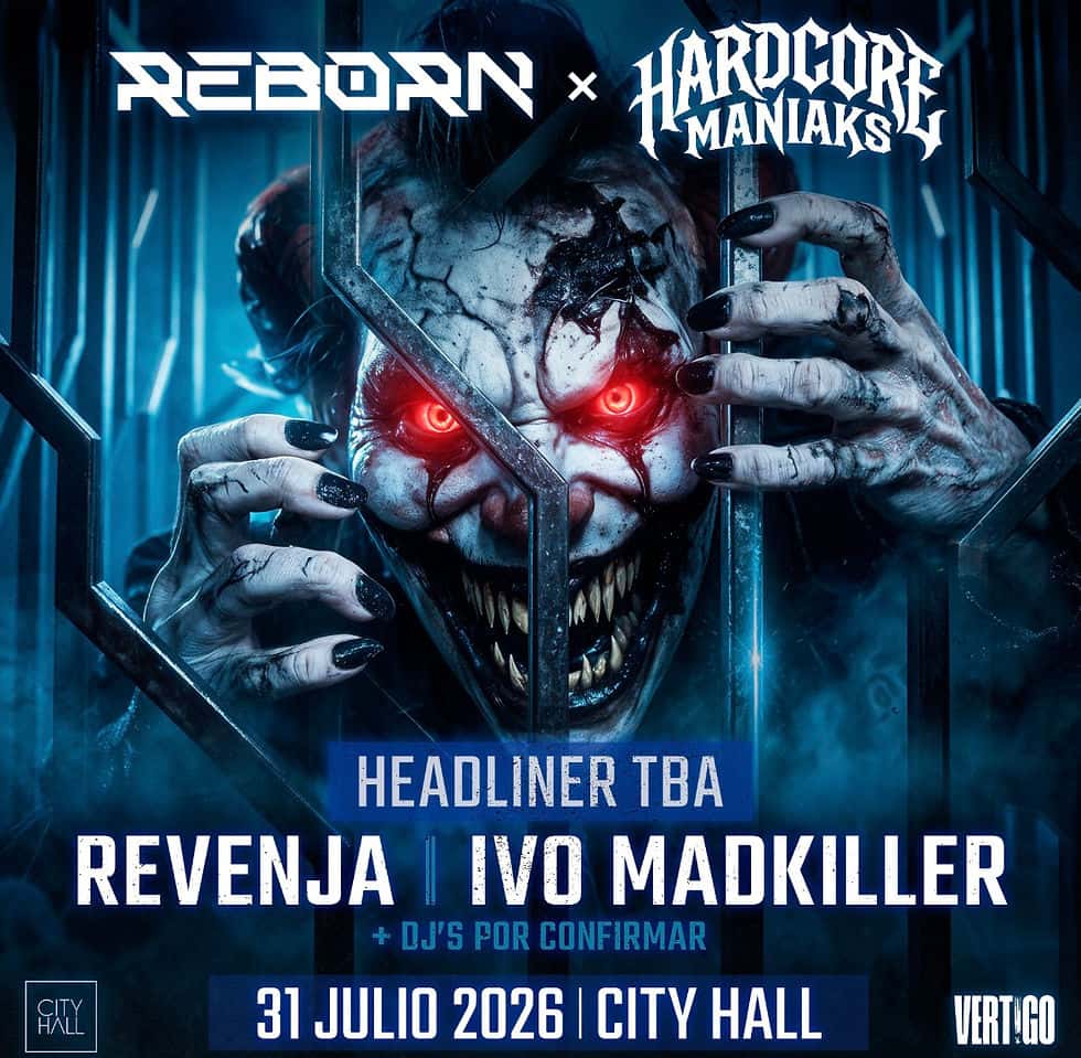 Cartel de City Hall pres. REBORN & HARDCORE MANIAKS