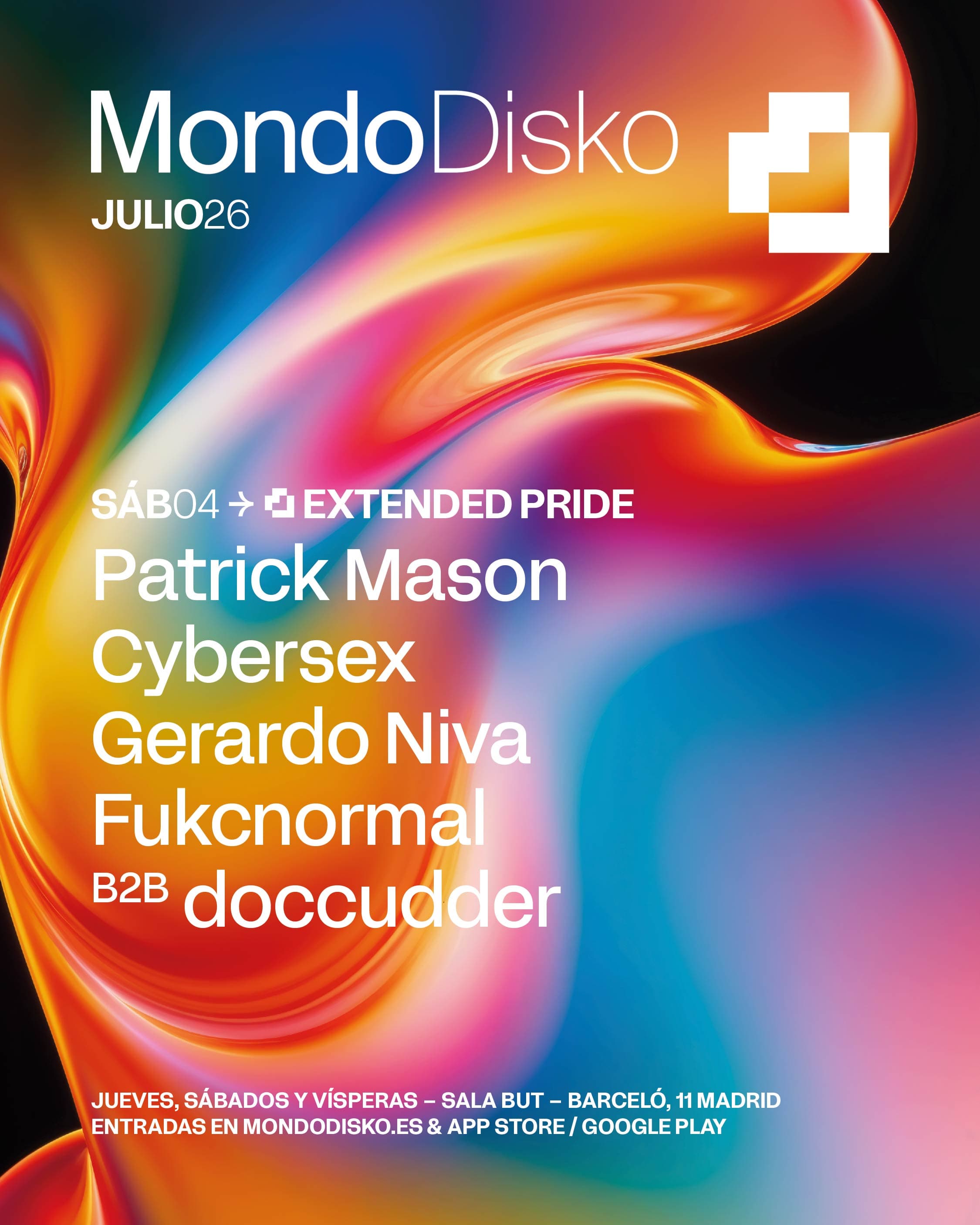 Cartel de EXTENDED PRIDE: Patrick Mason / Cybersex / Gerardo Niva / Fukcnormal B2B doccudder