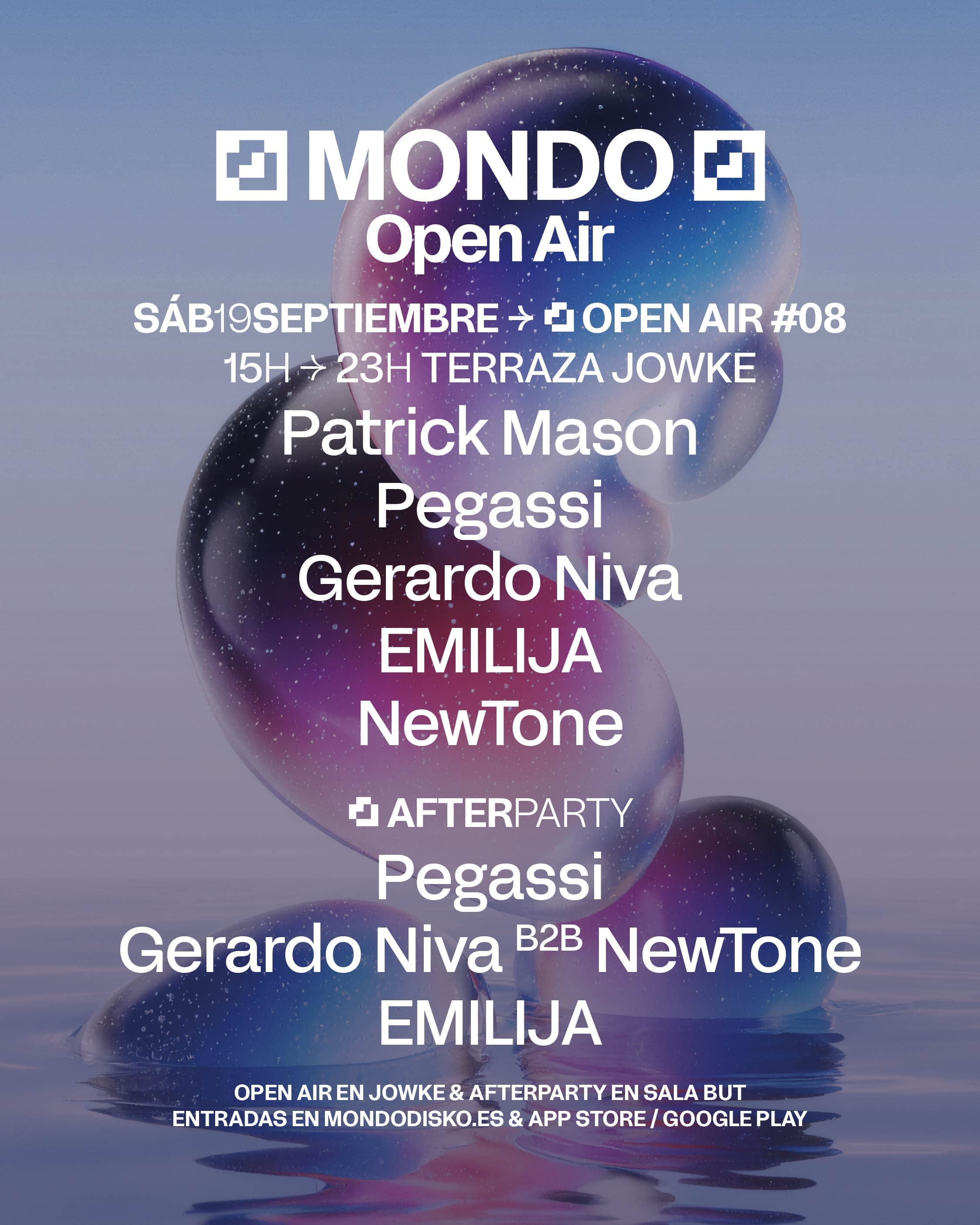Cartel de MONDO OPEN AIR #08: Patrick Mason / Pegassi / Gerardo Niva / EMILIJA / NewTone