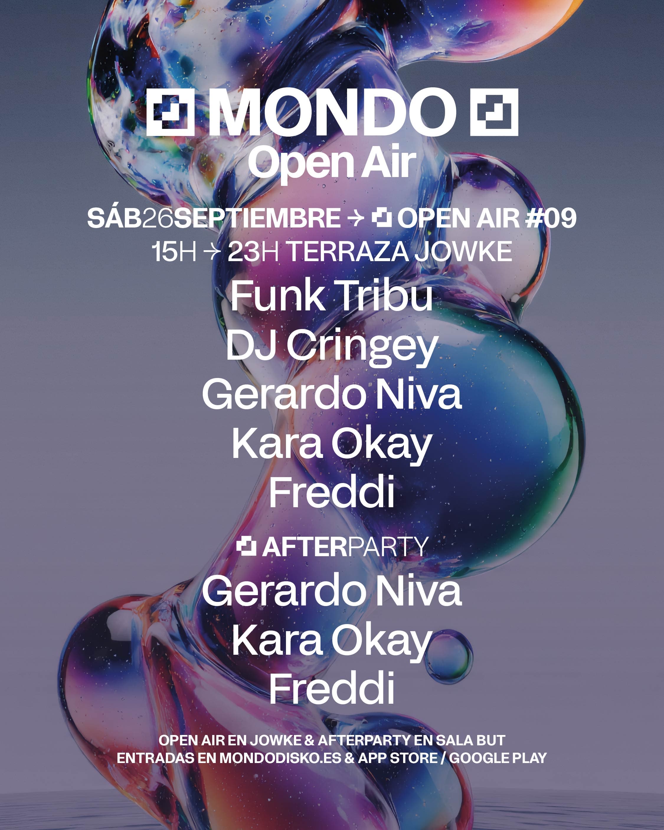 Cartel de MONDO OPEN AIR #9: Funk Tribu / Dj Cringey / Gerardo Niva / Kara Okay / Freddi