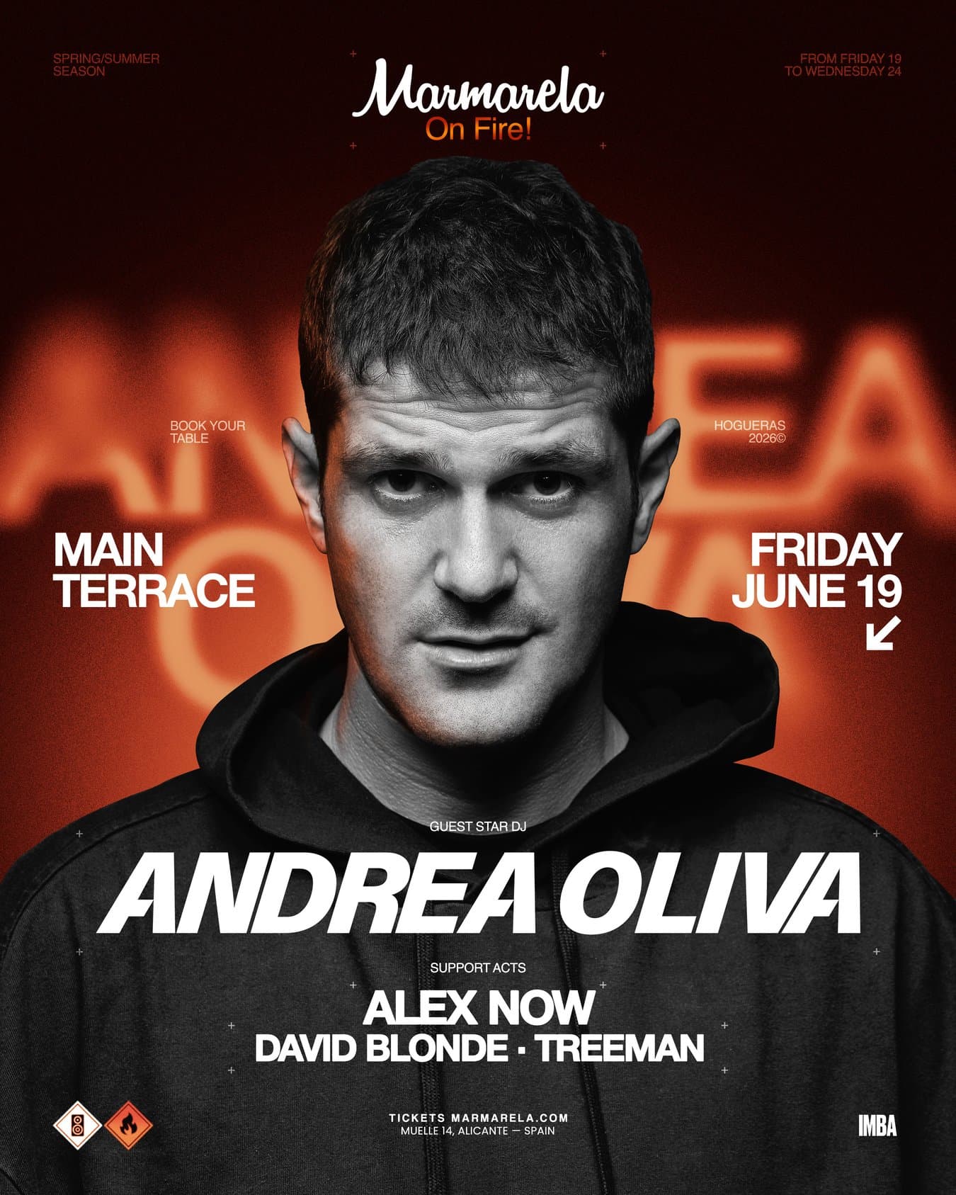 Cartel de NIGHT → FRI. JUNE 19: Marmarela On Fire w/ Andrea Oliva