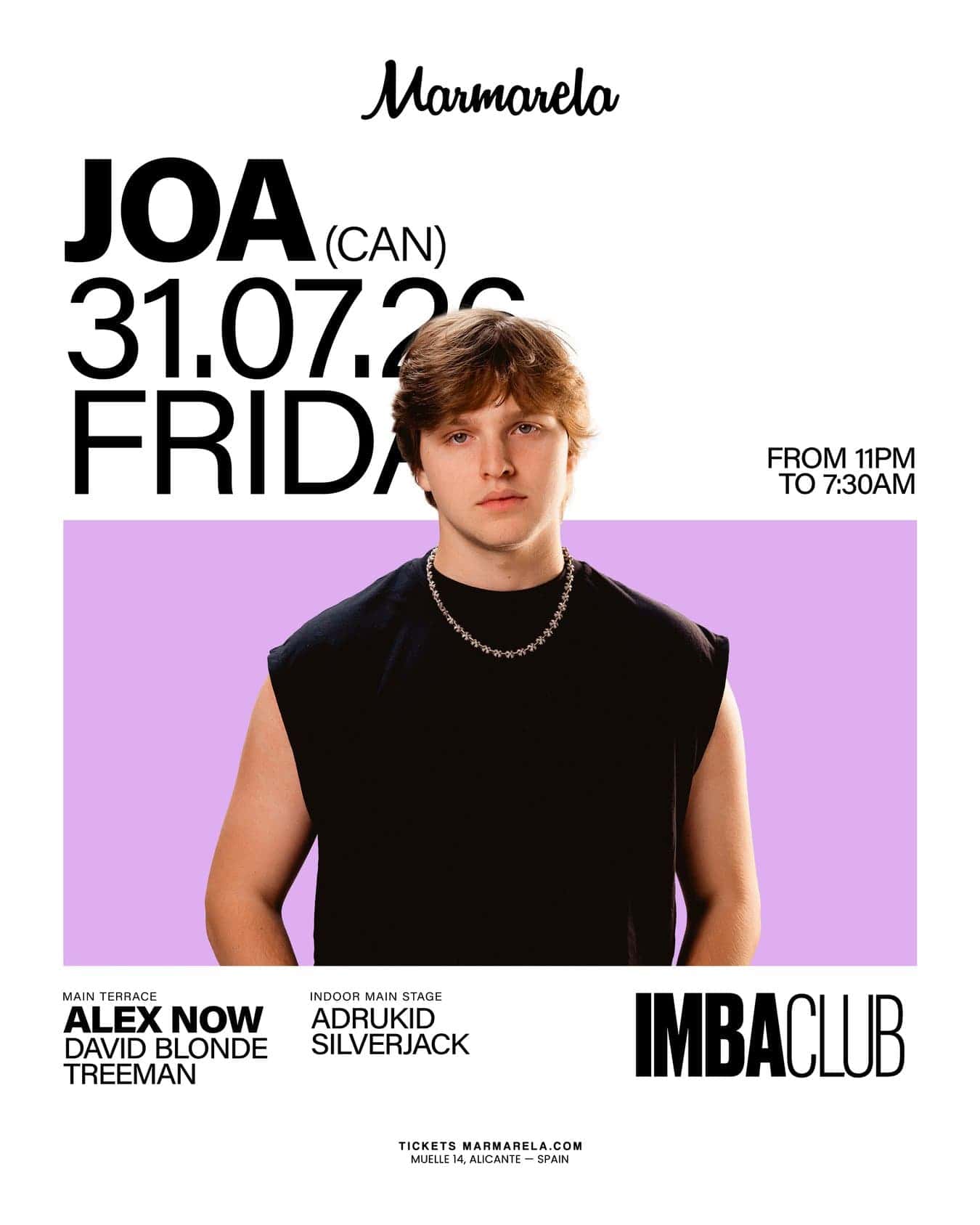 Cartel de NIGHT → IMBA DJs: JOA (Main Terrace & Indoor)