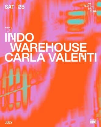 Cartel de Nitsa: Indo Warehouse + Carla Valenti / Astin: VHOOR + CRRDR + L'Miranda b2b Candadismo