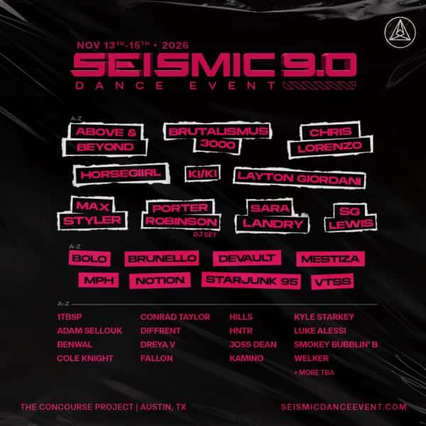 Cartel de Seismic Dance Event 9.0