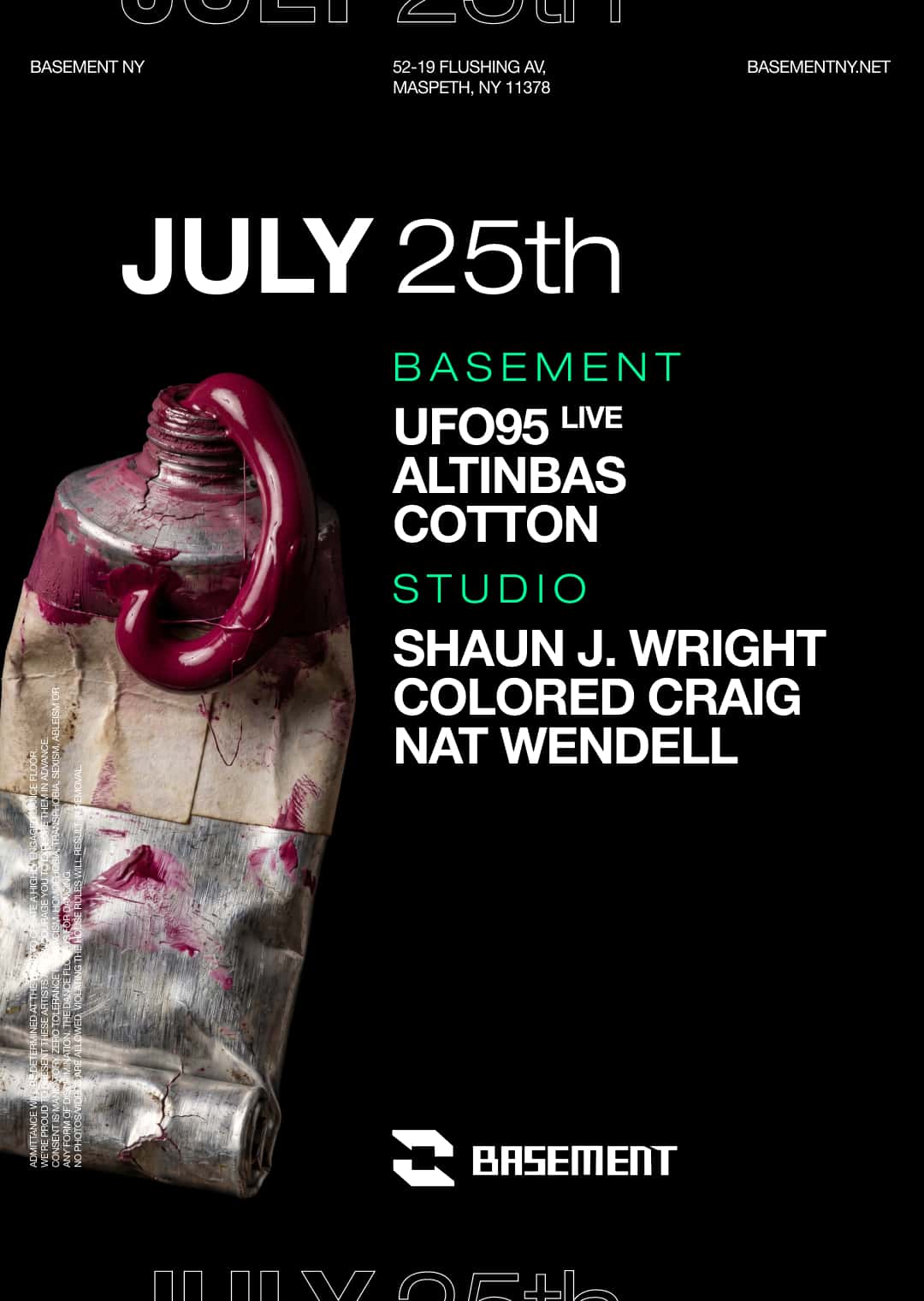 Cartel de UFO95 live / Altinbas / cotton / Shaun J. Wright / Colored Craig / Nat Wendell