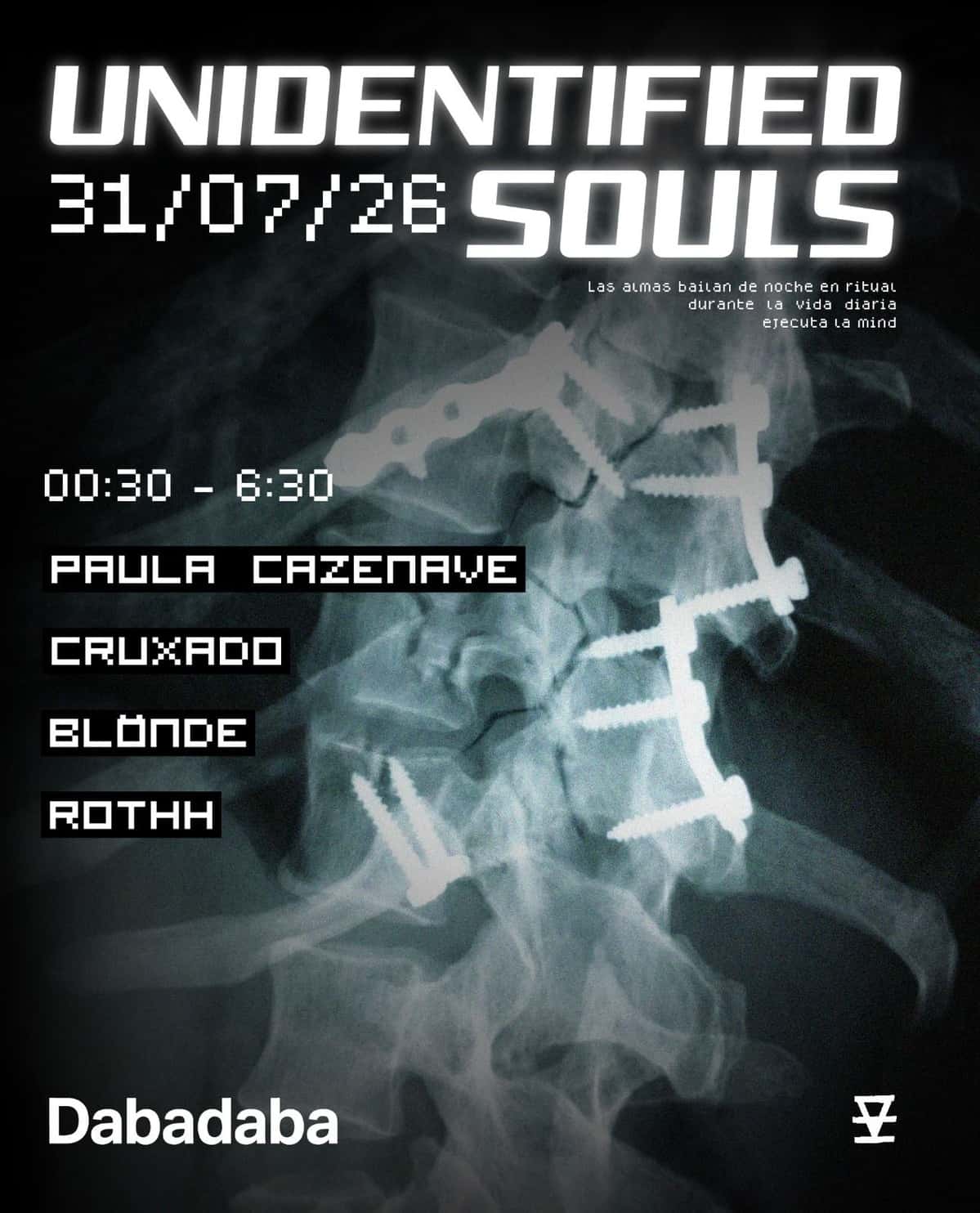 Cartel de Unidentified Souls: Paula Cazenave + Cruxado + Rothh + N.E.A